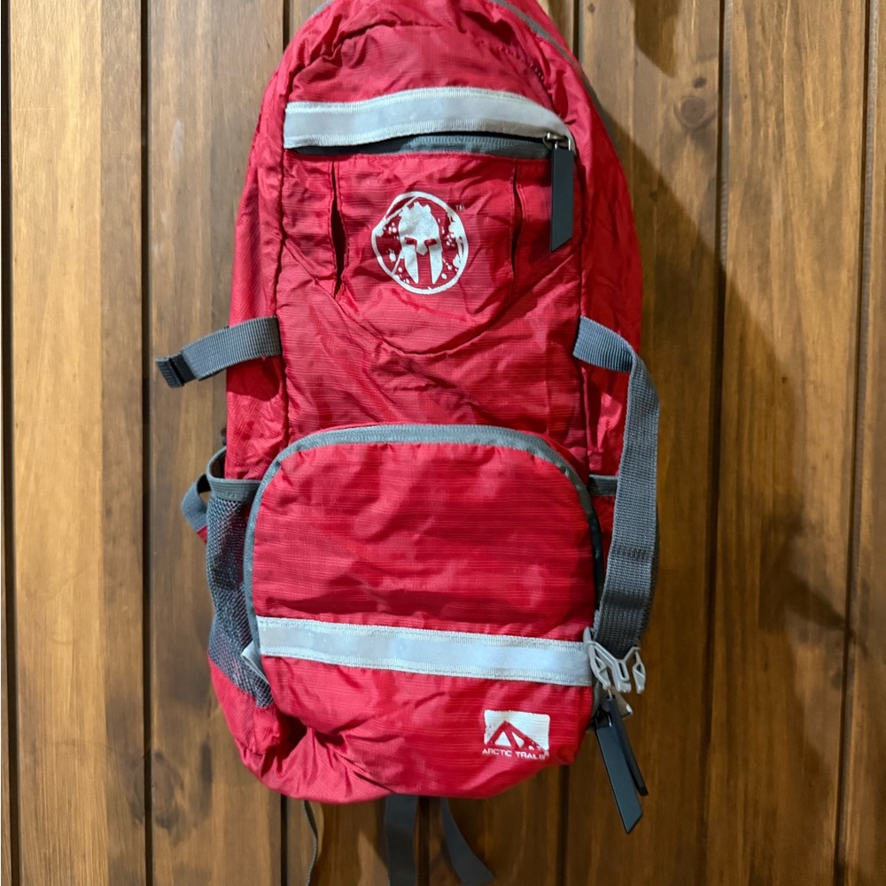 Spartan Red and Gray Backpack with Reflective Stripes